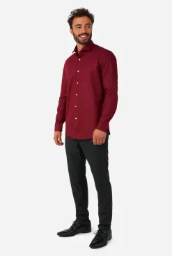 Heren OppoSuits Casual Overhemden|Effen Gekleurde Overhemden|Blazing Burgundy