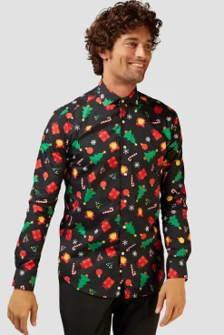 Heren OppoSuits Casual Overhemden|Christmas Icons Black