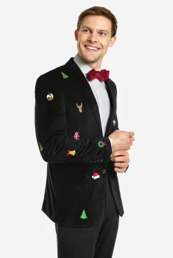 Heren OppoSuits Deluxe Blazers|Kerst Blazers|Christmas - X-Mas Icons - Black