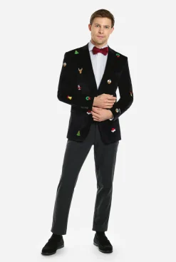 Heren OppoSuits Deluxe Blazers|Kerst Blazers|Christmas - X-Mas Icons - Black