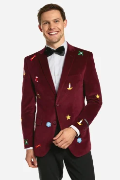 Heren OppoSuits Deluxe Blazers|Kerst Blazers|Christmas - X-Mas Icons - Deep Burgundy