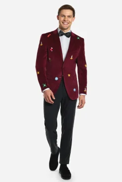 Heren OppoSuits Deluxe Blazers|Kerst Blazers|Christmas - X-Mas Icons - Deep Burgundy