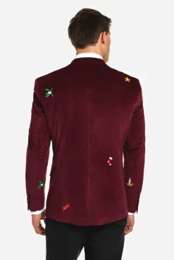 Heren OppoSuits Deluxe Blazers|Kerst Blazers|Christmas - X-Mas Icons - Deep Burgundy