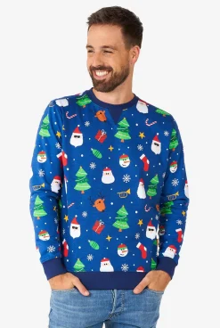 Heren OppoSuits Kerst Sweaters|Festivity Blue