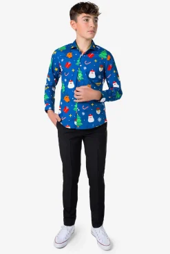 OppoSuits Casual Overhemden|Kerst Overhemden|Festivity Blue