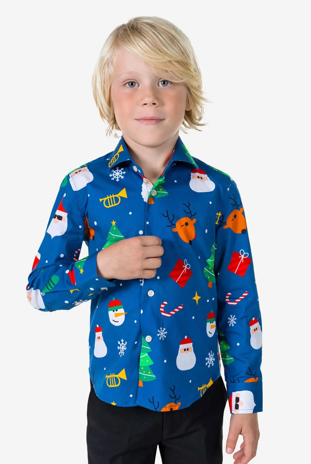 OppoSuits Casual Overhemden|Kerst Overhemden|Festivity Blue