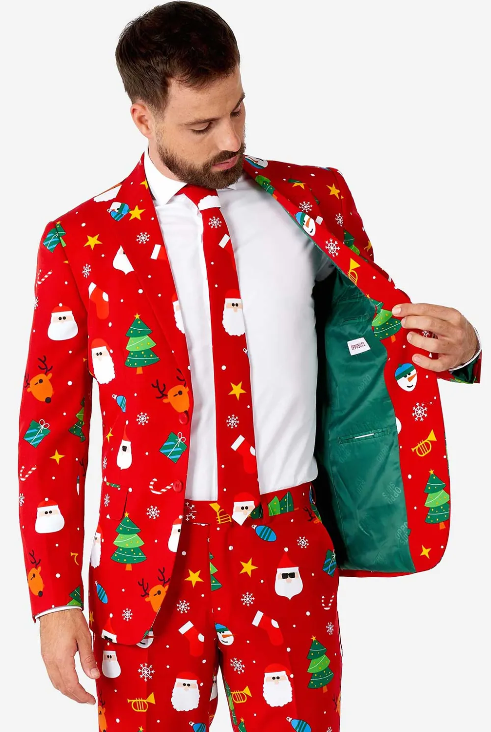 Heren OppoSuits Kerstpakken|Festivity Red