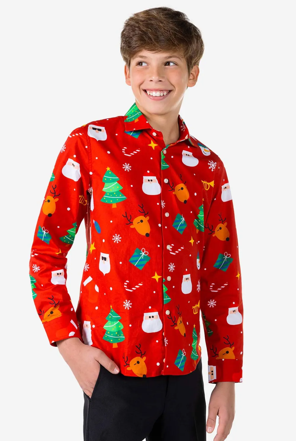 OppoSuits Casual Overhemden|Kerst Overhemden|Festivity Red