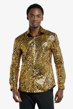 Heren OppoSuits Halloween Overhemden|Golden Geo Star