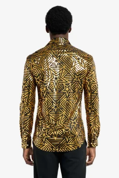 Heren OppoSuits Halloween Overhemden|Golden Geo Star