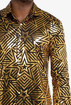 Heren OppoSuits Halloween Overhemden|Golden Geo Star