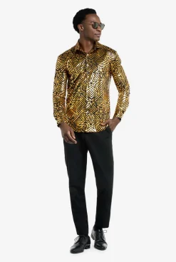 Heren OppoSuits Halloween Overhemden|Golden Geo Star