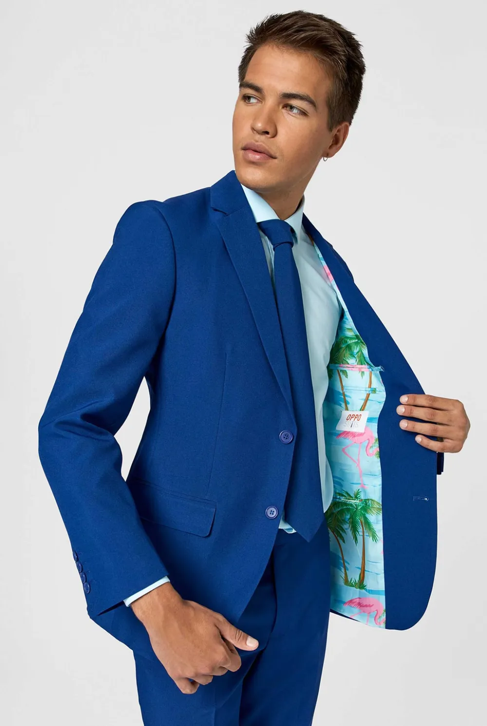 Heren OppoSuits Vrijgezellenfeest Pakken|Effen Gekleurde Pakken|Navy Royale - Flaminguy lining