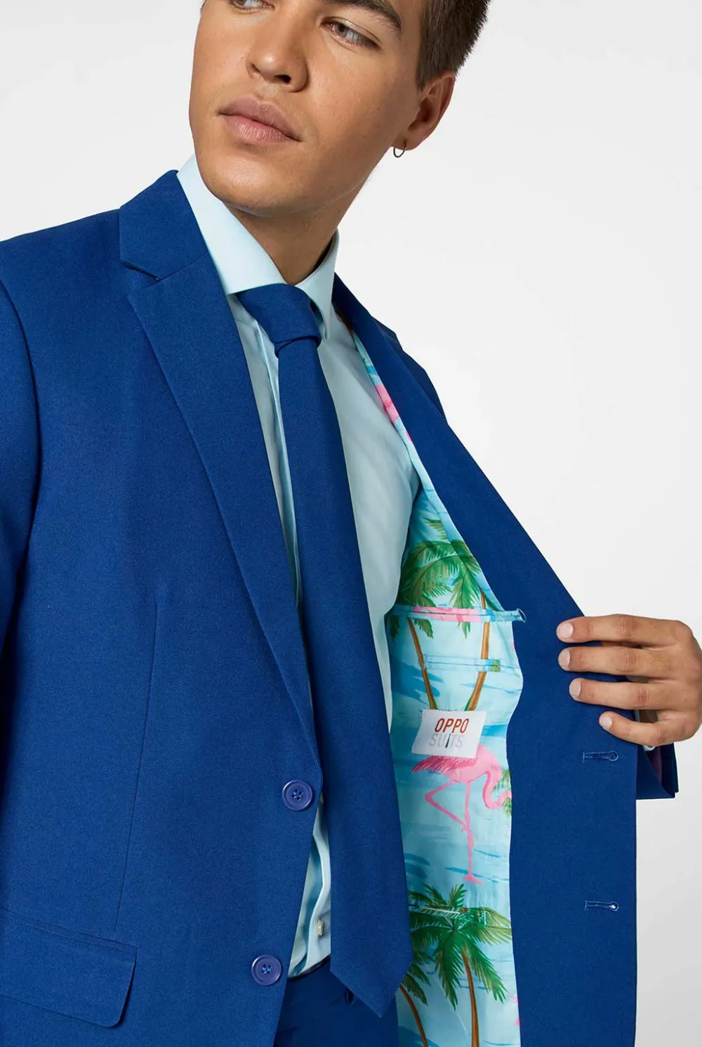 Heren OppoSuits Vrijgezellenfeest Pakken|Effen Gekleurde Pakken|Navy Royale - Flaminguy lining