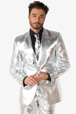 Heren OppoSuits Vrijgezellenfeest Pakken|Trouwpakken|Shiny Silver