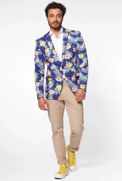 Heren OppoSuits Zomer Blazers|Tropical Flowers - Blue