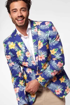 Heren OppoSuits Zomer Blazers|Tropical Flowers - Blue