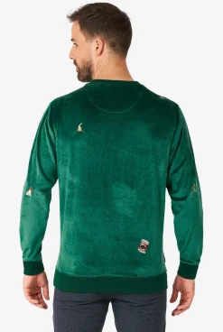 Heren OppoSuits Deluxe Sweaters|Kerst Sweaters|Velvet Green - Xmas Icons