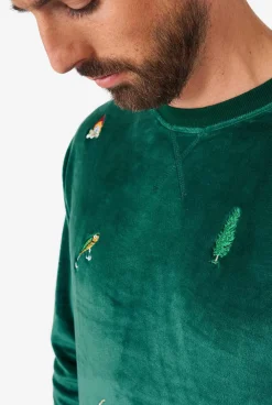 Heren OppoSuits Deluxe Sweaters|Kerst Sweaters|Velvet Green - Xmas Icons