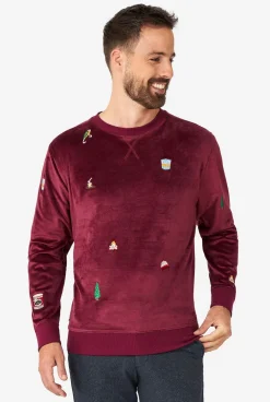 Heren OppoSuits Deluxe Sweaters|Kerst Sweaters|Velvet Red - Xmas Icons