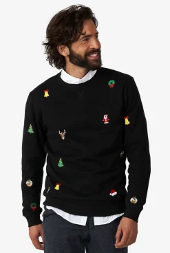 Heren OppoSuits Deluxe Sweaters|Kerst Sweaters|X-Mas Icons - Black